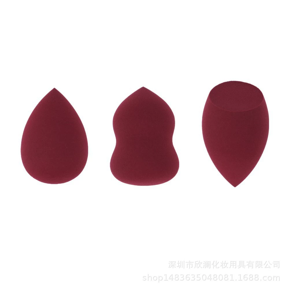 Makeup sponge set, 3-piece water-drop & gourd shapes, non-latex, expands when wet