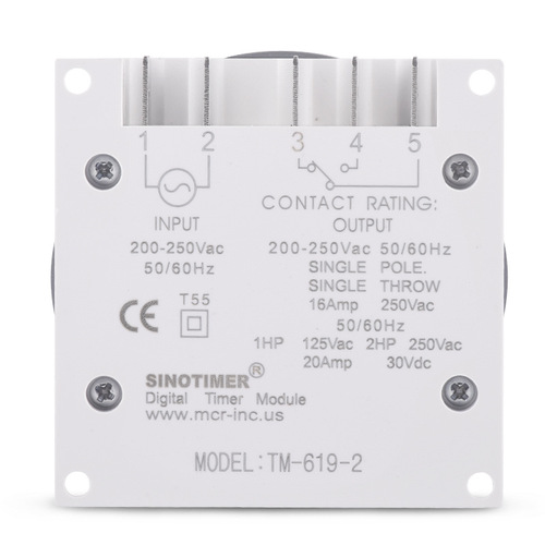 TM619 programmable 7-day cycle timer switch with smart time control, 1 normally open, 1 normally closed