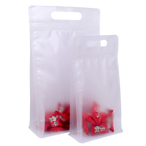 Transparent octagonal sealed food packaging bag self-standing self-sealing sandpaper sealed bag universal leisure food dry goods cowhide bag