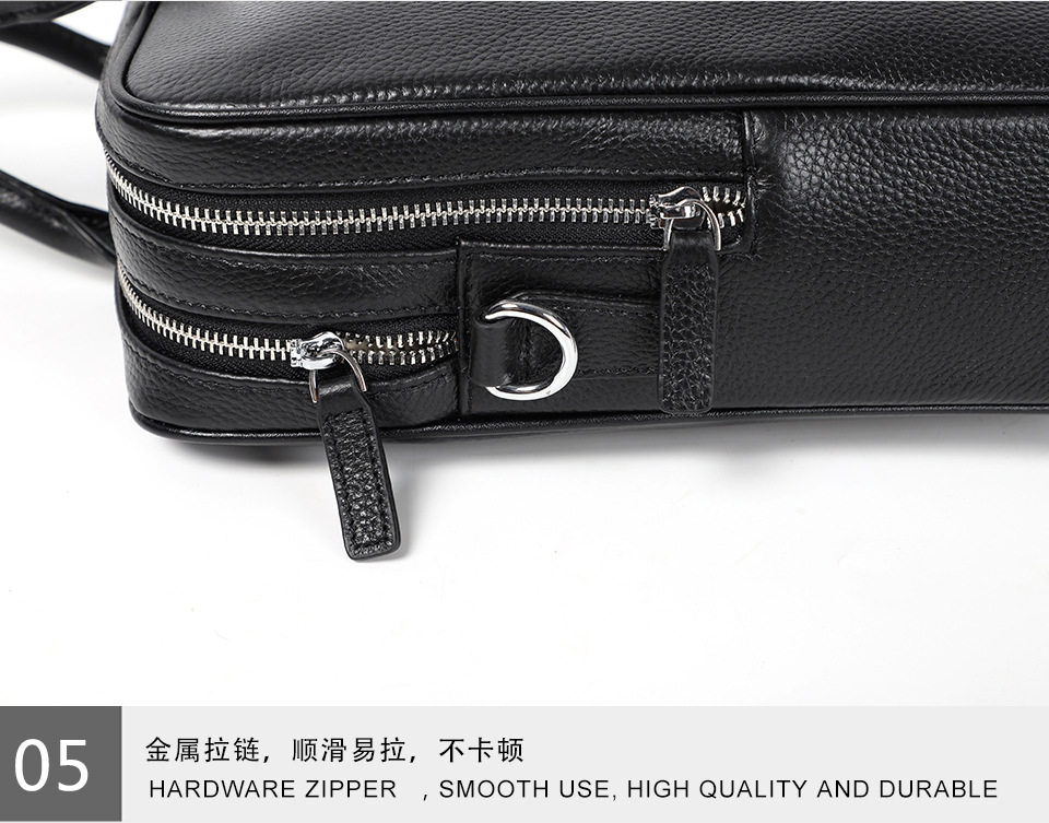 Túi xách tay nam công sở da bò lớp đầu kiểu ngang dung tích lớn 38×29,5×9 cm — Màu đen chi tiết 18