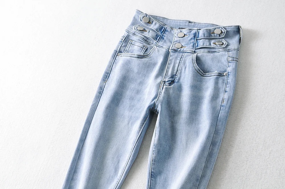 Breasted high-waisted raw-edge jeans  NSAC17925