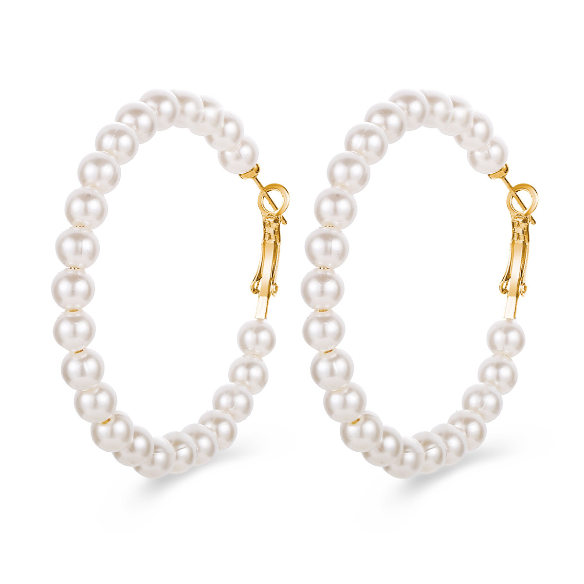 Fashion Explosion Models White Full Pearl Earrings New Creative Retro Simple Earrings Wholesale Nihaojewelry display picture 2