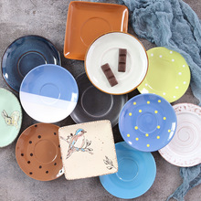 陶瓷小碟子家用創意 可愛6寸盤子調味碟甜品碟蘸料碟圓形盤方形盤