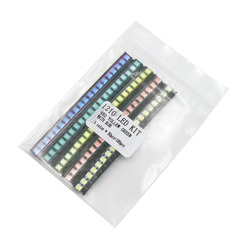 1210 светодиодная нашивка LED, образец световой трубки красный, желтый, синий, зеленый, белый, по 20 штук каждого