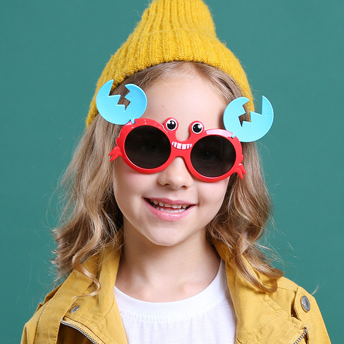 2024 New Children's Sunglasses Cartoon Crab Shape Polarized Sunglasses Children's Glasses Direct Supply from Manufacturer 8265
