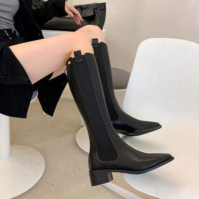 真皮后拉链长靴X360