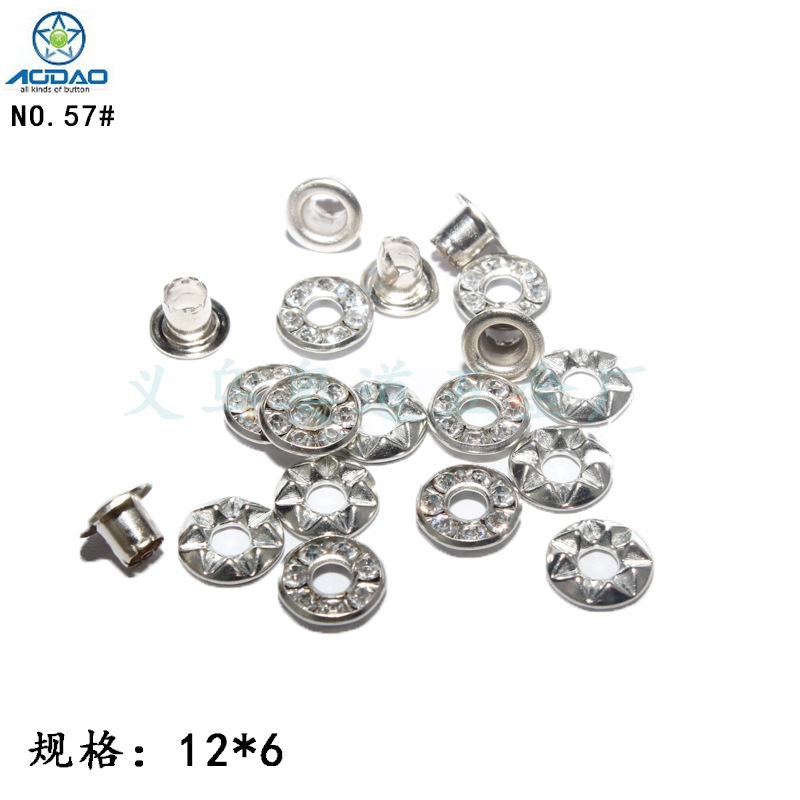 厂家直销白色金属带钻鸡眼 花边头饰服装镶钻气眼   大量现货