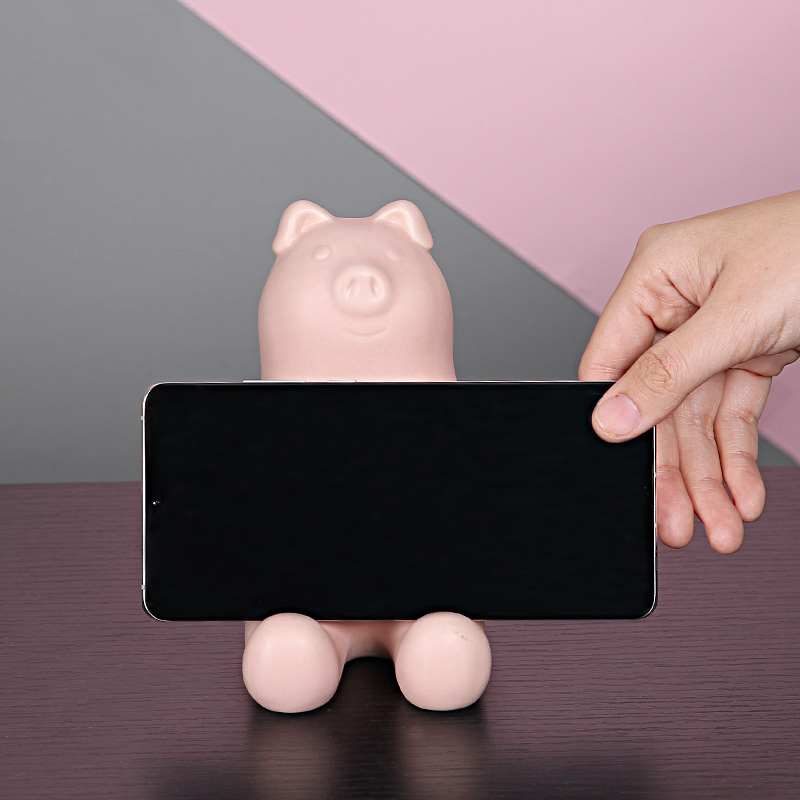 Estilo nórdico creativo lindo animal de cerámica teléfono móvil hucha decoración del hogar artesanía adornos al por mayor