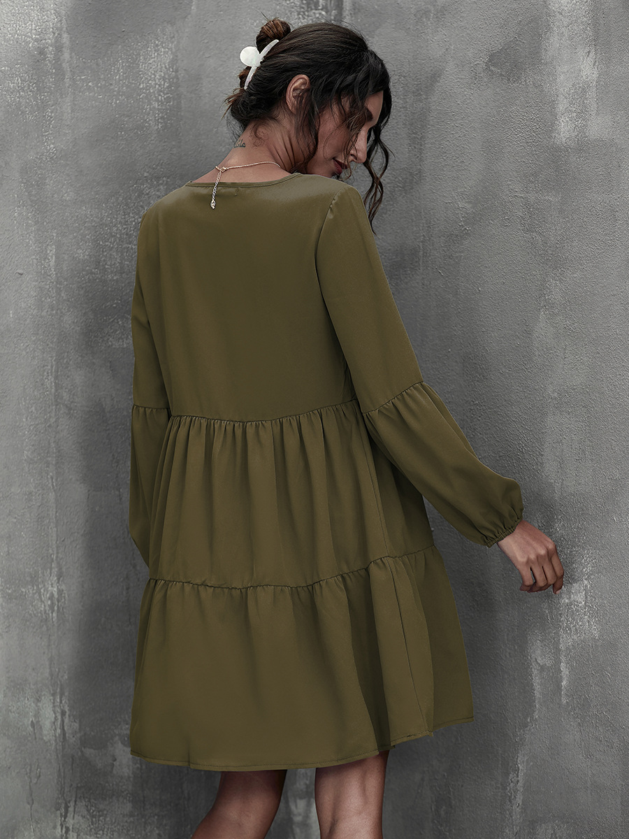 V-neck Long Sleeve Dress NSAL1938