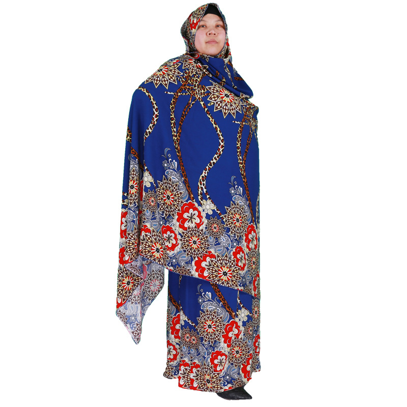 人棉印花非洲款阿拉伯大头巾长袍中东妇女宽松大码衣服一件代发详情19