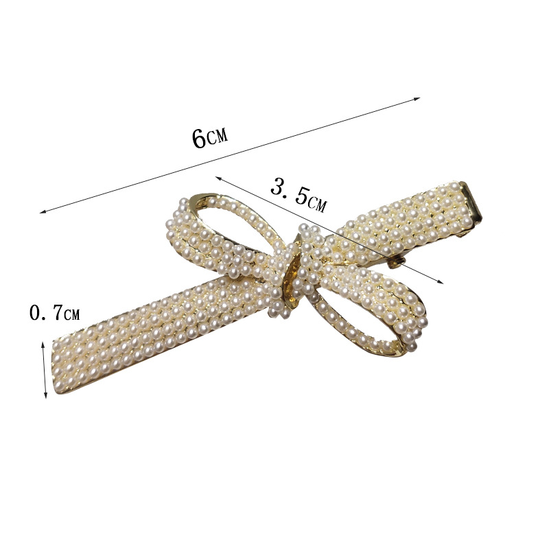 Pearl Diamond Bow Duckbill Clip display picture 1