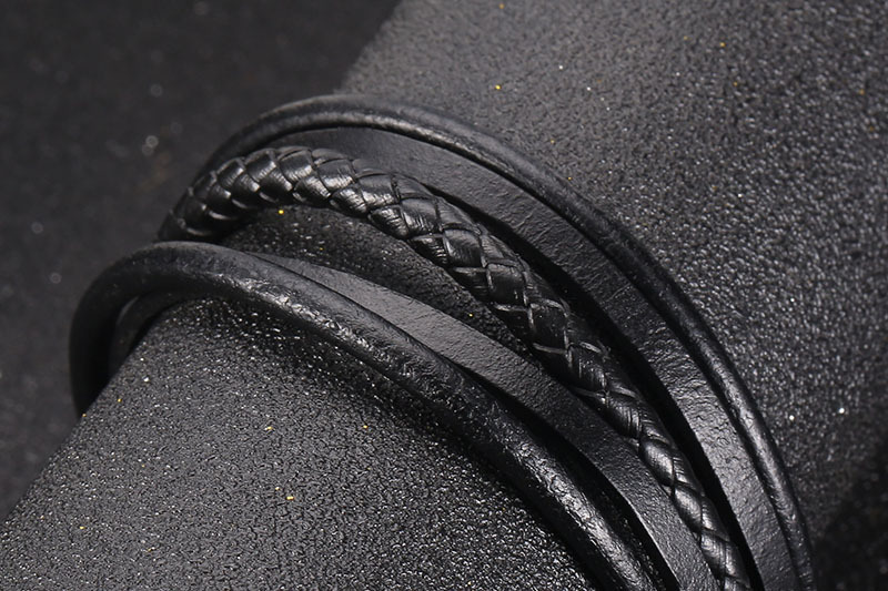 menu0027s multi-layer titanium steel handmade leather braided bracelet