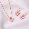 Fashionable trend multicoloured earrings, necklace, chain, set, accessory, Korean style, wholesale