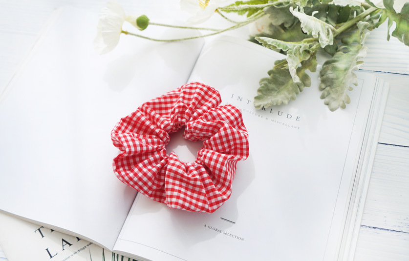 Korean Plaid Cotton Fabric Wide-brimmed Hair Scrunchies display picture 11