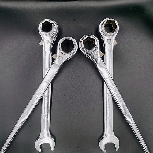 Factory direct sales multi-purpose quick ratchet wrench metric open ratchet wrench household pointed tail ratchet wrench