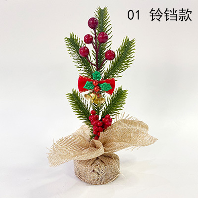 Mini Escritorio de Navidad árbol de flores de regalo caja de regalo de decoración pequeño objeto Campana de cono de pino seta decoración de hojas de pino