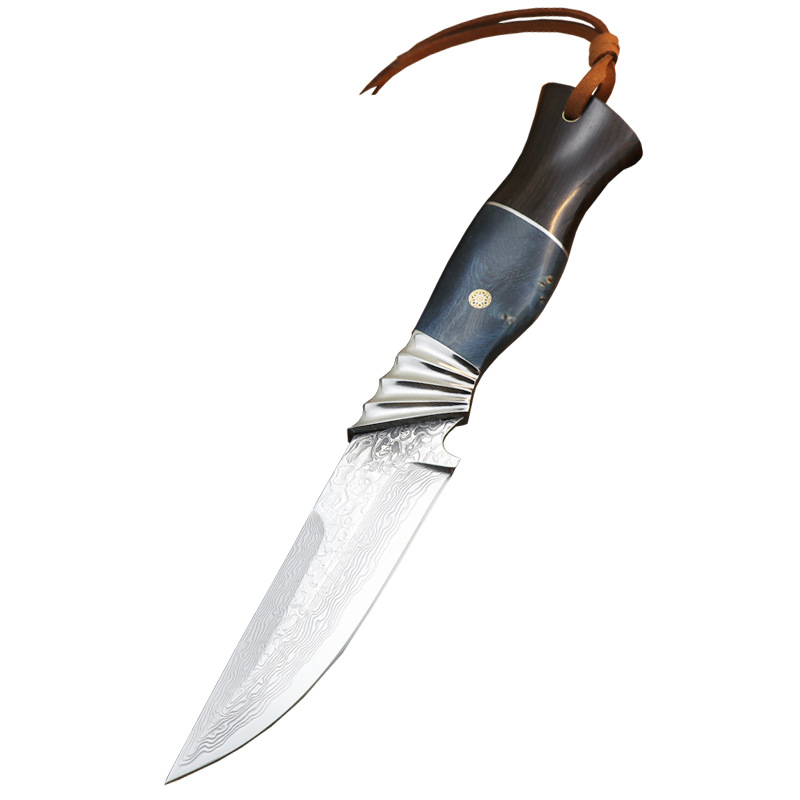 户外野营关羽直刀水果刀便携式随身木柄刀收藏刀高硬度战术刀