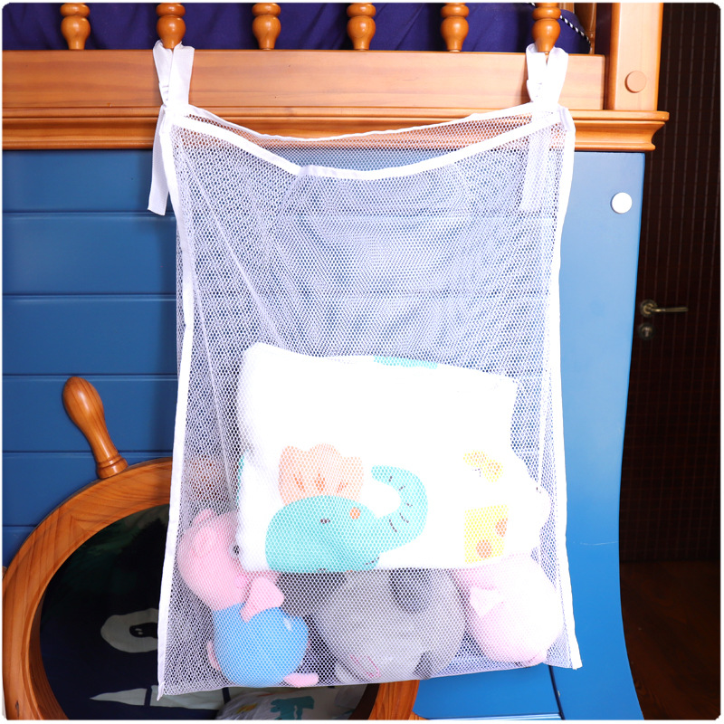 婴儿床收纳挂袋宝宝卧室绑带型尿片玩具衣物收纳网面房间整理挂袋|ms