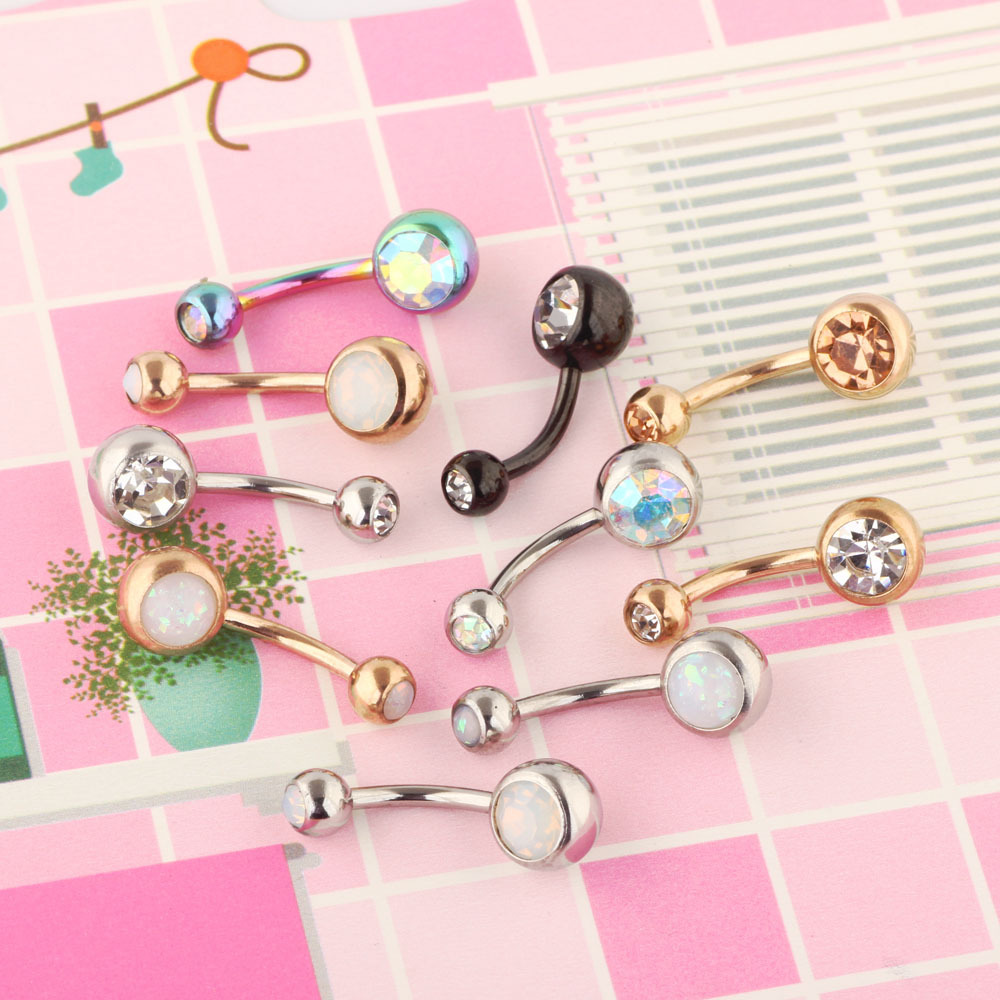 Wish Amazon eBay Explosions 10-Piece Floral Belly Button Ring Set Stainless Steel Belly Piercing Jewelry detail image 7