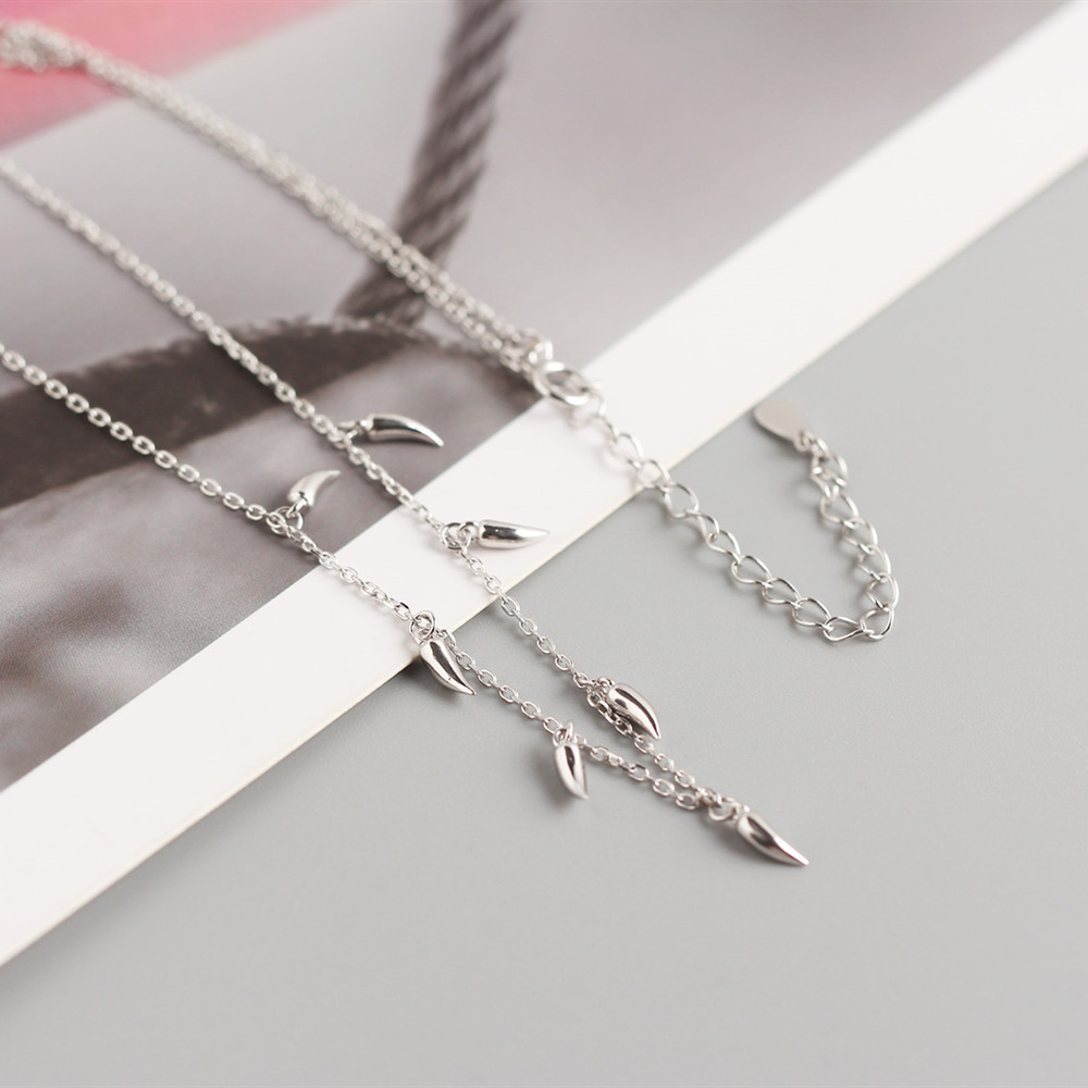 Yhn063 S925 Sterling Silver Small Pepper Stacked Clavicle Chain Necklace Silver Necklace display picture 7