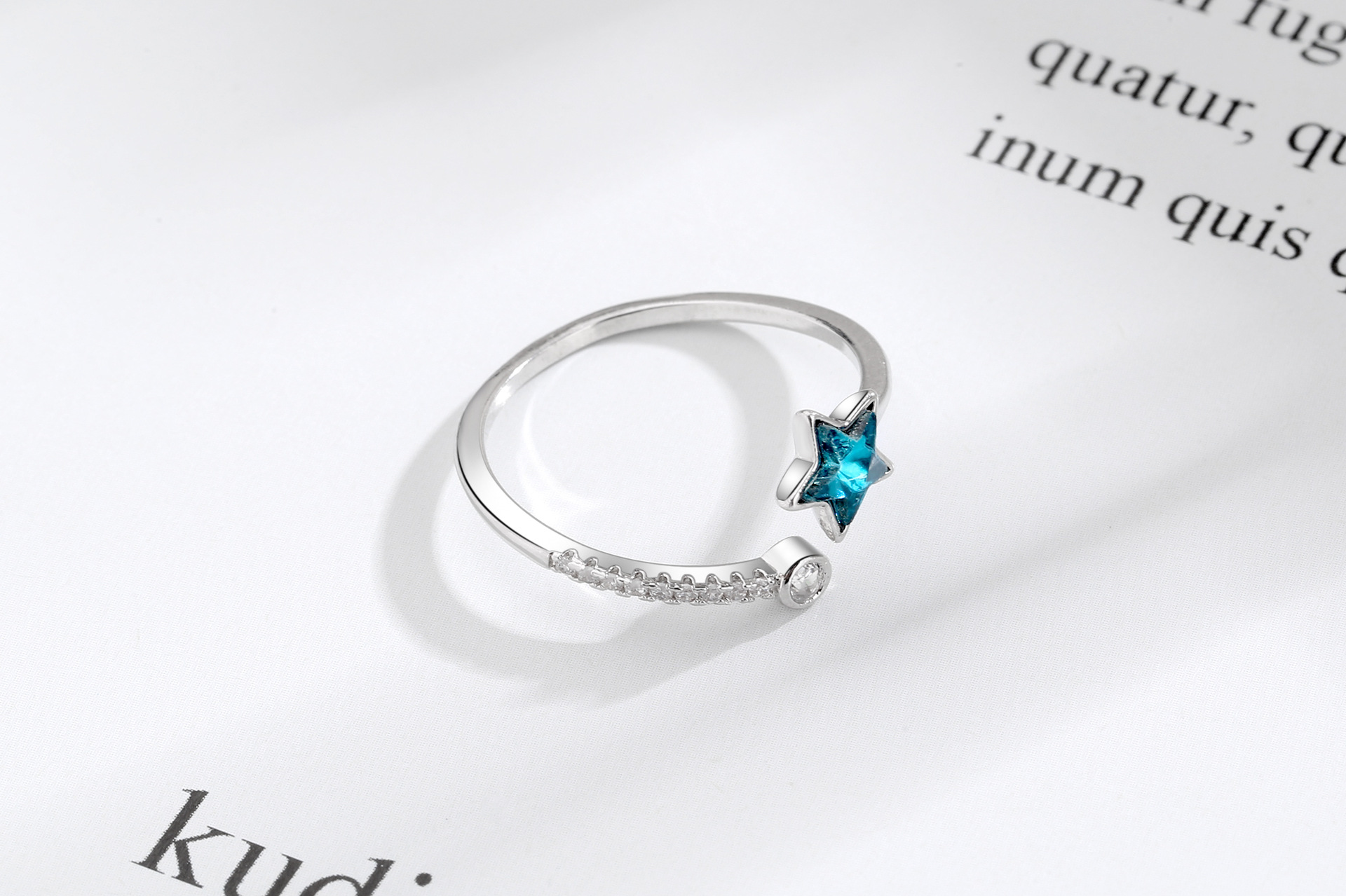 Blue Starry Sky Pentagram Ring