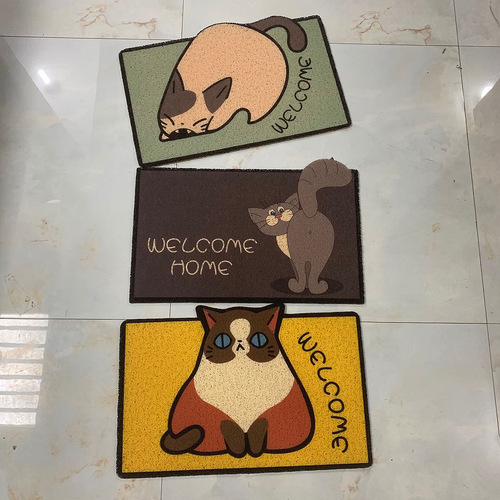 Cartoon Corgi entry floor mats, stain-resistant foot mats, door carpets, non-slip living room, bedroom bedside wire coil mats