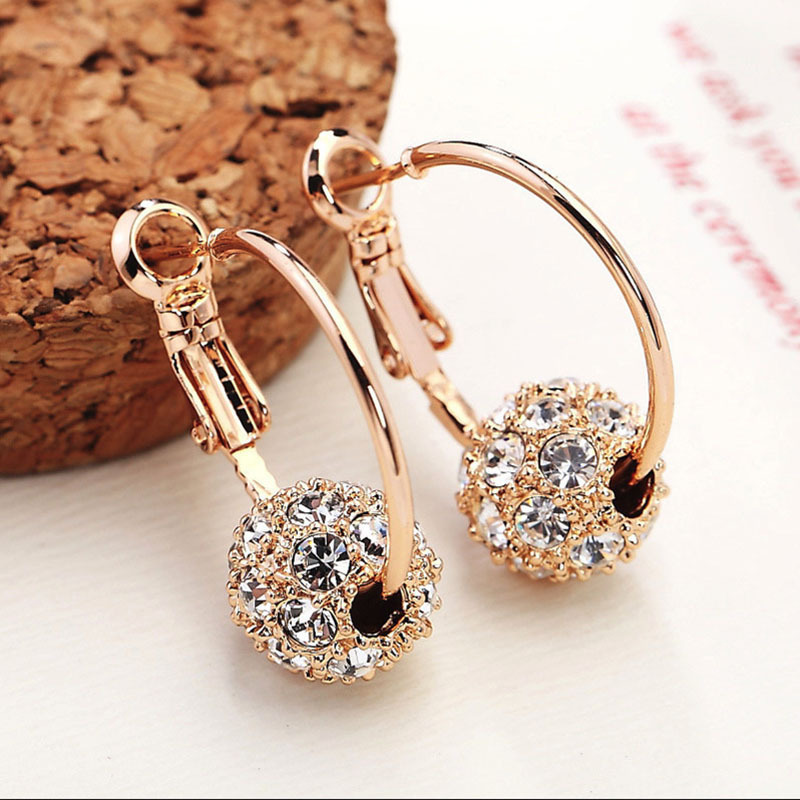 Glamour Sphérique Alliage Diamant Diamant Artificiel Des Boucles D'oreilles display picture 4