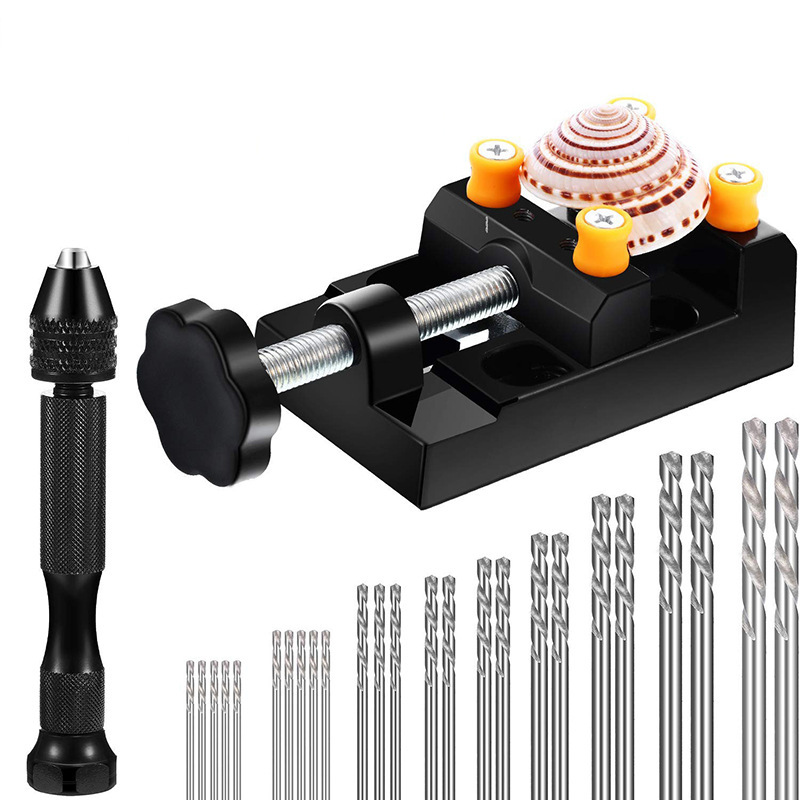 Taladro de torsión 25PC + mini taladro de torsión de mano negro + cama de abrazadera grande (juego de tres piezas 290g)