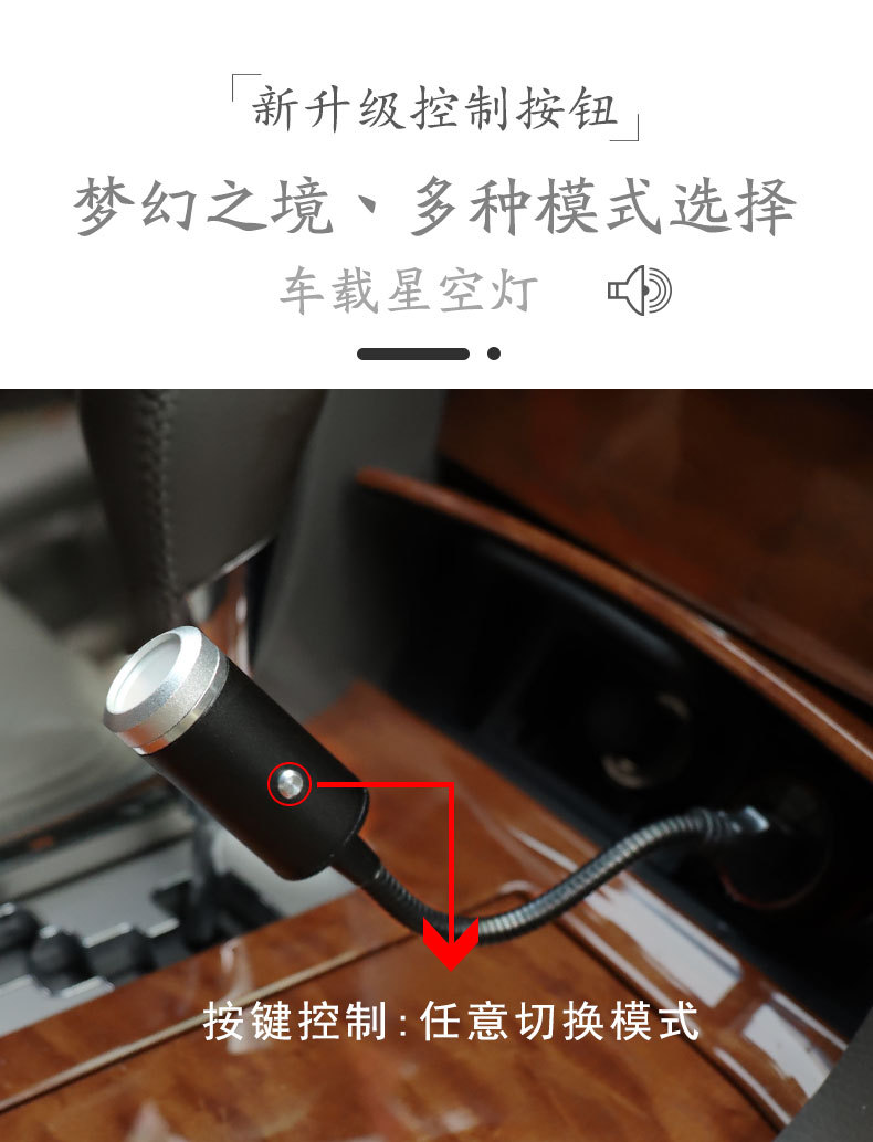 Car Star Air lamp USB three-color Star Air lamp voice control flash multi-pattern multi-mode projection lamp car atmosphere lamp