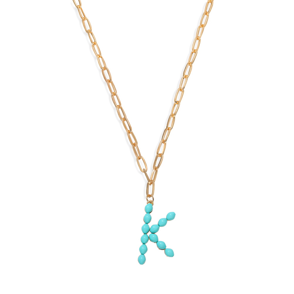 Étoile Sauvage Perle Lettre Long Pendentif Collier Simple Turquoise Perles Rondes Accessoires À La Mode En Gros Nihaojewelry display picture 31