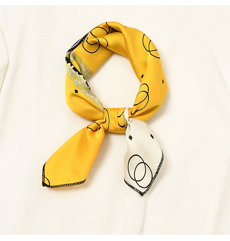 24g Weight Silk Scarf Classification Street Occasion Satin Material Geometric Pattern Spring, Autumn Season Women'S Gender Sweet Style Square Scarf Women's All-match Autumn And Winter Literature And Art Small Silk Scarf Retro Scarf 无