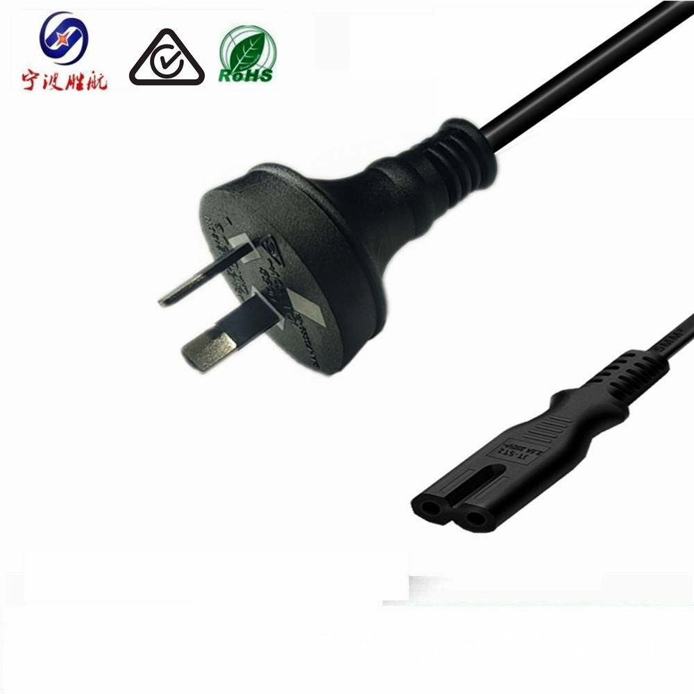 批发二芯澳大利亚电源线C7八字尾插头 环保PVC外皮延长电源线纯铜