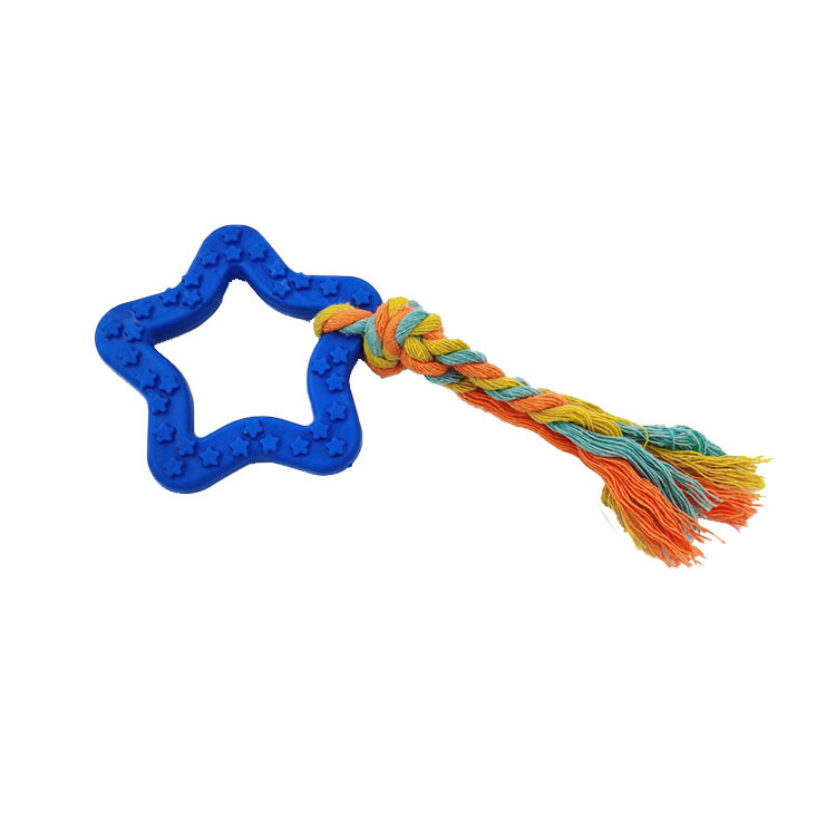 Creativo Pentágono estrella anillo para mascotas TPR cuerda de algodón juguete mordedura de perro dientes juguete de entrenamiento fabricantes al por mayor