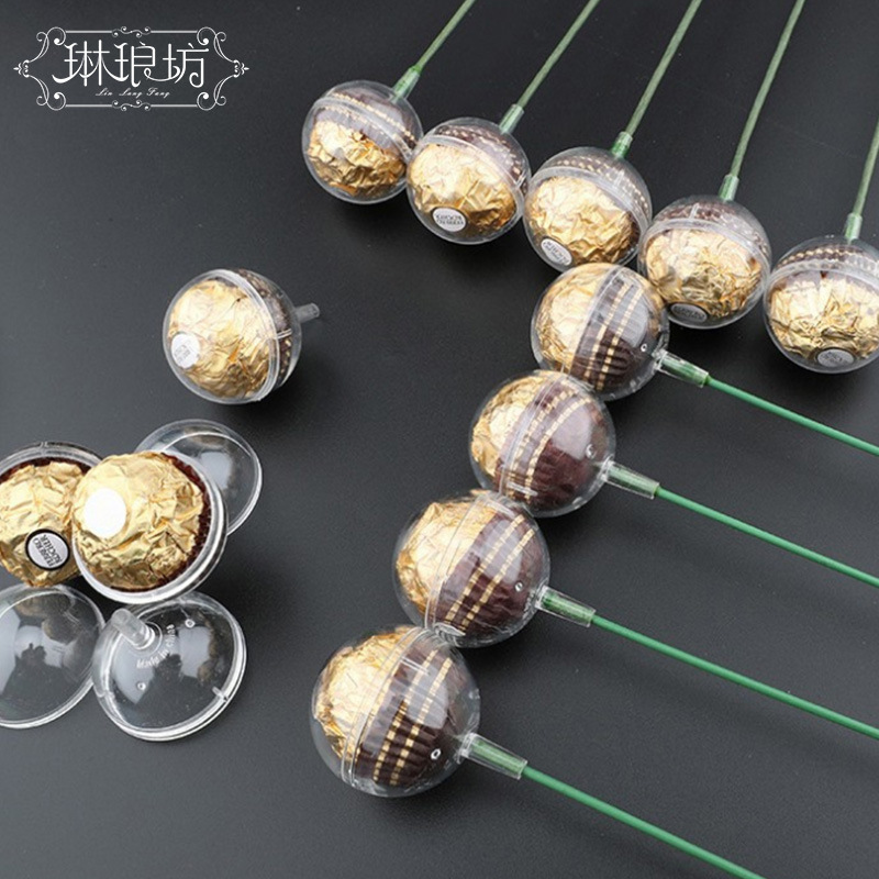 Taza de chocolate 100 ramo de caramelo fresco bandeja de embalaje Taza de plástico acrílico transparente tienda de flores suministros de material