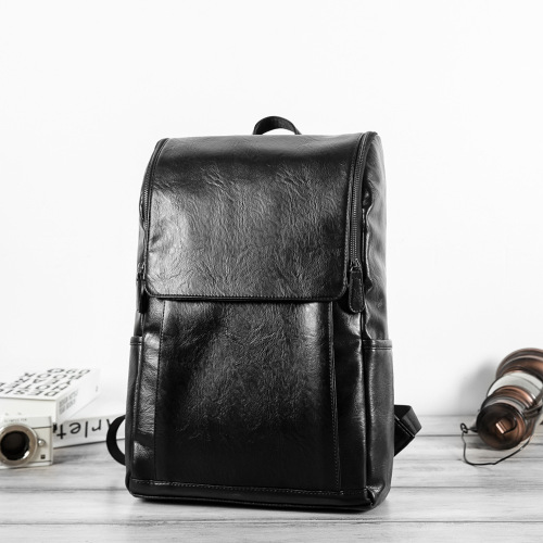 Korean version men's PU backpack, men's leather trendy junior high school student school bag, casual travel bag, fashion backpack, drop shipping