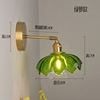 Japanese retro brass modern Scandinavian sconce for bed for gazebo for bathroom, green front headlights for mirror