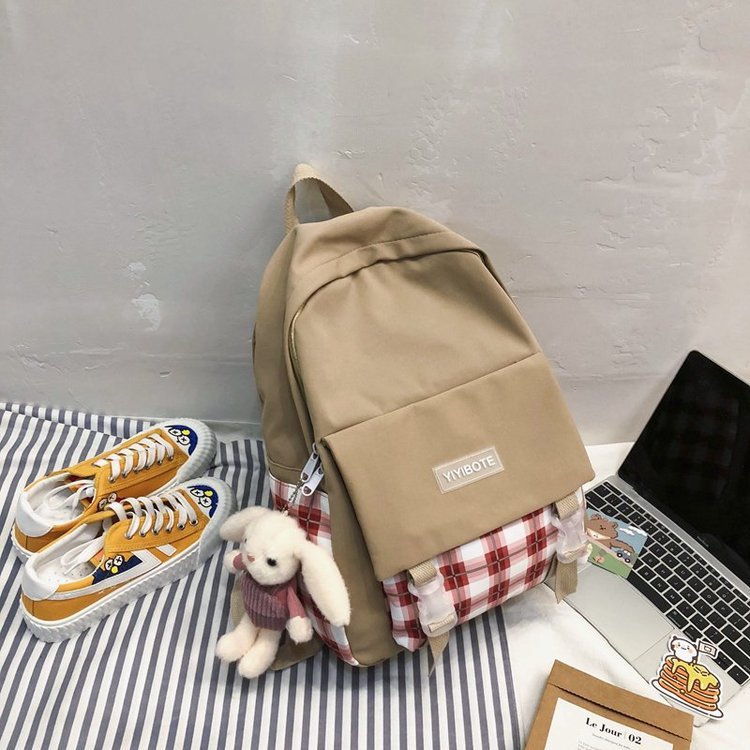 Schoolbag Korean Fashion Harajuku Cute Girl Student Small Fresh Contrast Color Plaid Backpack  Wholesale Nihaojewelry display picture 86