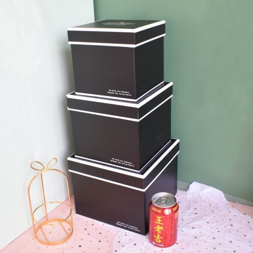 Square Gift Box Minimalist Christmas Gift Box for Boyfriend/Girlfriend, Black Birthday Gift Box, Handmade Gift Packaging Box