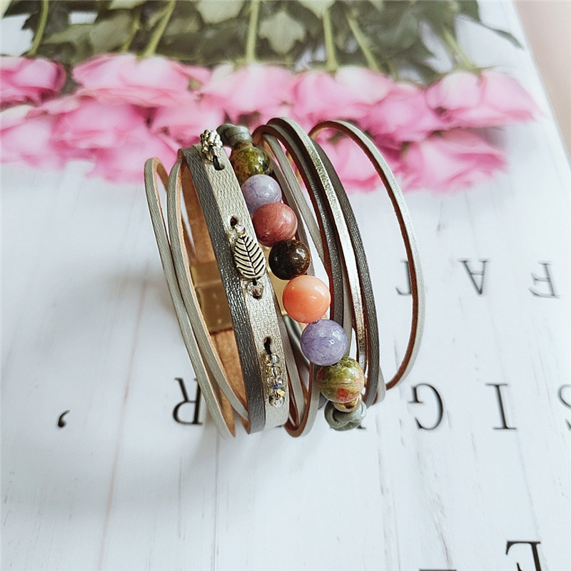 Fashion Pu Leather Multilayer Bracelet Summer Beach Bracelet Gift Girl Bracelet Jewelry Wholesale Nihaojewelry display picture 5