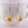 Amusing earrings, funny three dimensional resin, wineglass, ear clips, silver 925 sample, South Korea, no pierced ears