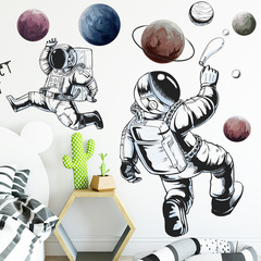 Children's room astronaut wall sticker space planet decal cartoon background wall kindergarten decoration sticker self-adhesive wallpaper