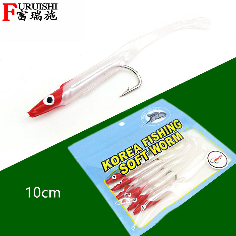 Fábrica al por mayor de Pesca de Mar Luya cebo con gancho Anguila 10cm/2,5G T cola cebo suave cebo de insectos cebo biónico