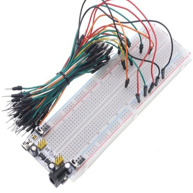 Комплект электронных компонентов Модуль питания макетной платы MB102 + макет с 830 отверстиями + 65 перемычек