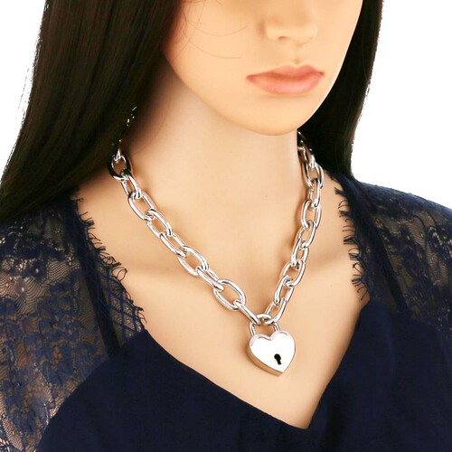 European and American individual simple thick chain necklace, Instagram cold style, internet celebrity heart lock, hip-hop neck chain, clavicle chain