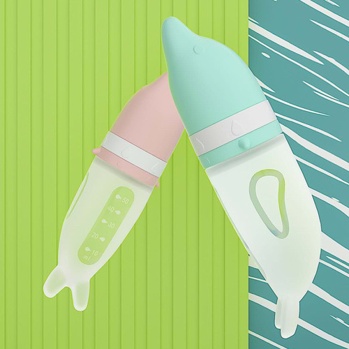 Insili dual-use silicone rice cereal spoon baby fruit and vegetable bite bite bag complementary food spoon squeeze type rice cereal bottle