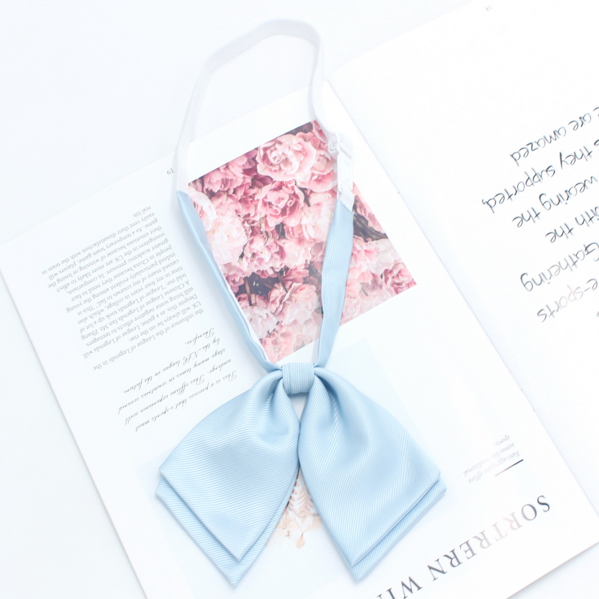 Directo de fábrica de color sólido de doble capa de sarga pajarita uniforme escolar de las niñas a juego arco coreano casual JK pajarita collar flor