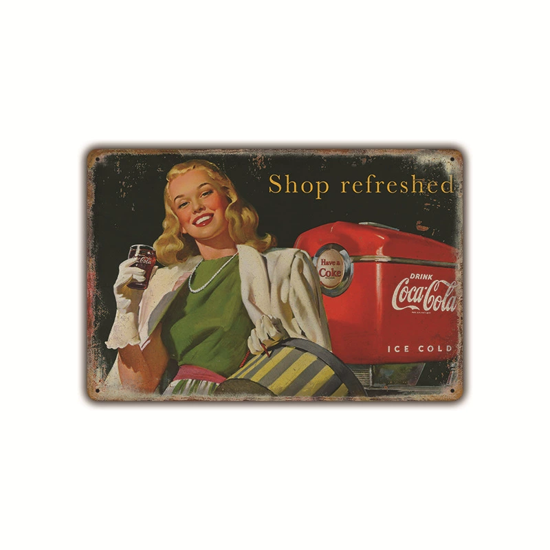 Безрамочная металлическая вывеска (Coca-Cola) ретро рекламный плакат, 20×30 см, винтажное декоративное украшение