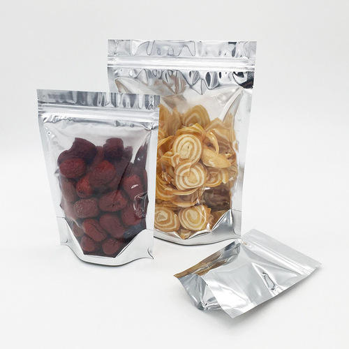 Manufacturer supplies aluminized Yin and Yang self-sealing stand-up bag aluminum foil translucent bag food packaging bag flower tea seal bag silver