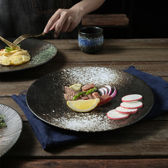 Dinner plate for steak, home ceramic Western dinner plate, pasta plate, Japanese-style plate, creative serving plate and dish, retro Western diningware