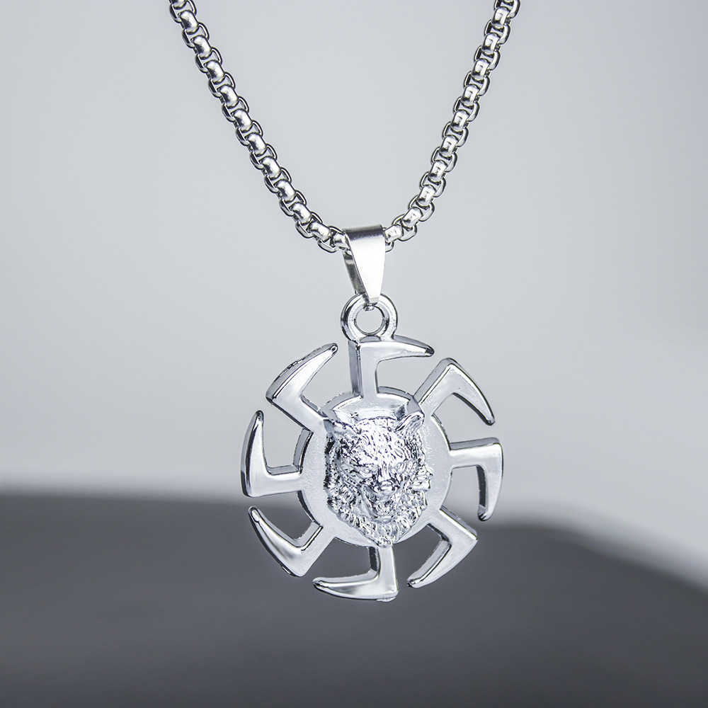 Collier pendentif lion pour homme en acier inoxydable_voghion.com